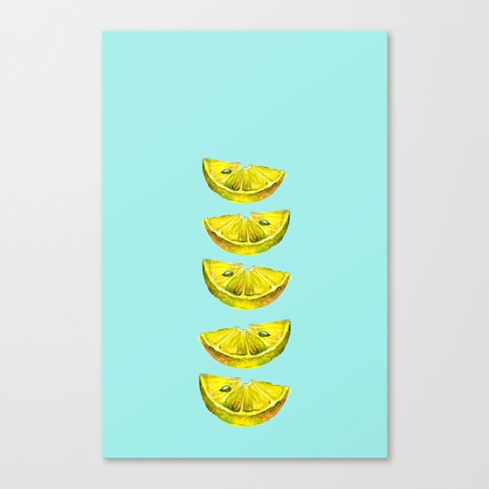 Lemon Slices Turquoise Canvas Print