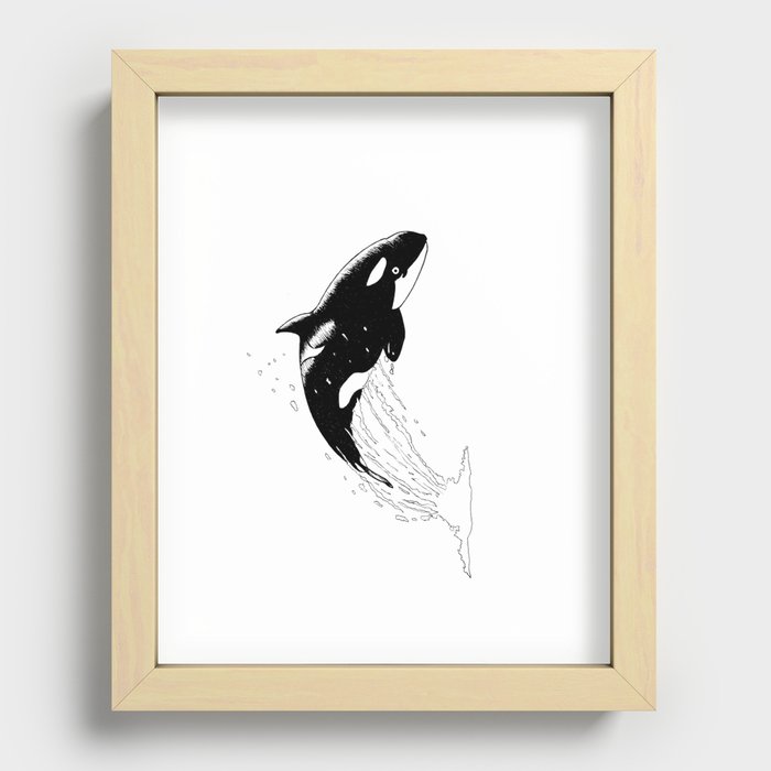 Jumping Orca Recessed Framed Print