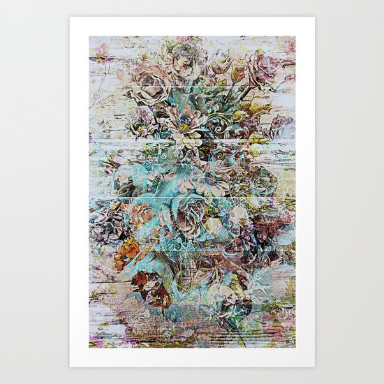 Grunge victorian floral Art Print