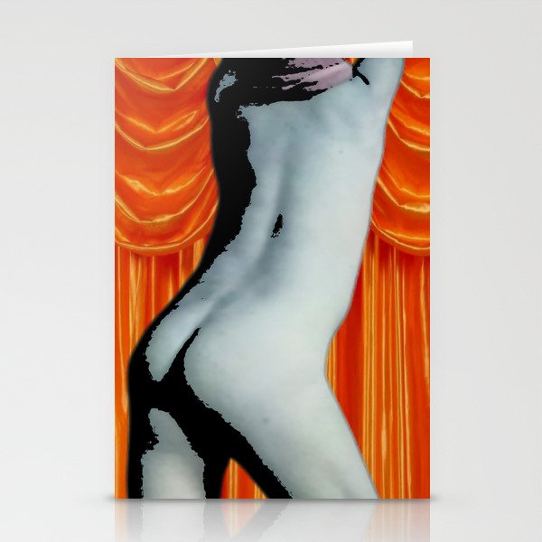 Naked in Front of Curtains Stationery Cards