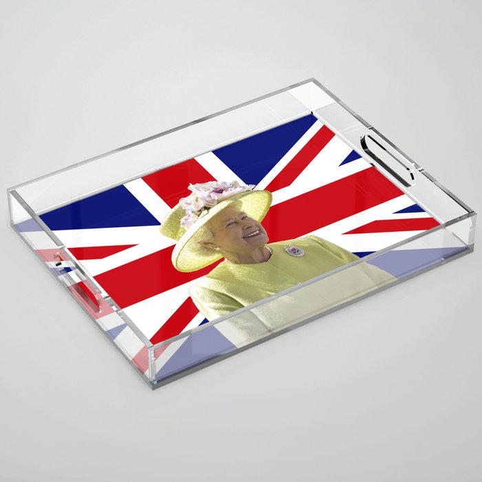 Queen Elizabeth II with British Flag Acrylic Tray