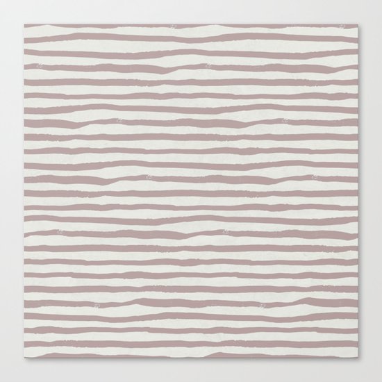 Simply Shibori Stripes Clay Pink on Lunar Gray Canvas Print