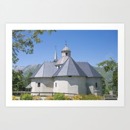 White Chapel St Martin de Bellville - church in the three valleys France - Travel photography Art Print