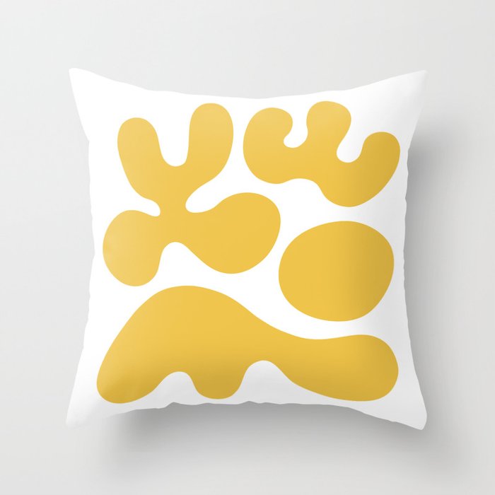 Mid Century Modern Abstract Organic Shapes 337 Yellow Throw Pillow