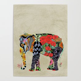 Ms. Ele Phant Poster | Forest, Animal, Hat, Ink, Endangered, Painting, African, Jungle, Wildlife, Asian 