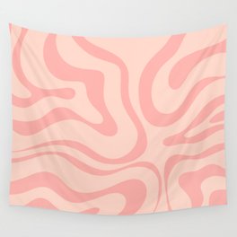 Soft Blush Pink Liquid Swirl Modern Abstract Pattern Wall Tapestry