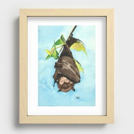 Sleepy Fruit Bat Recessed Framed Print