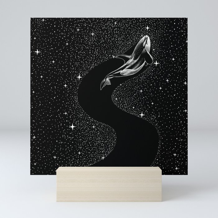 Starry Orca (Black Version) Mini Art Print