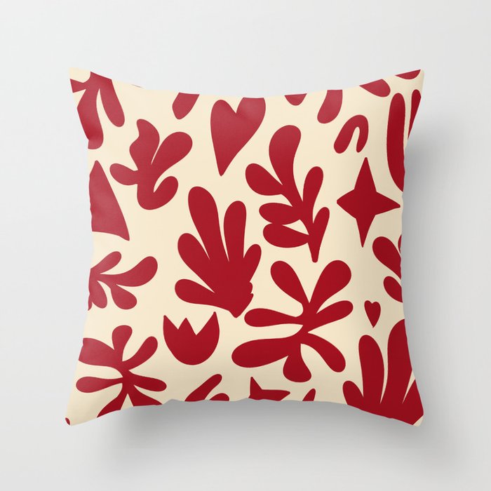 Matisse cutouts red Throw Pillow