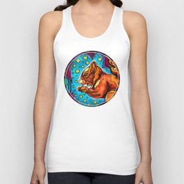 Red squirrel in futuristic forest painting Unisex Tank Top