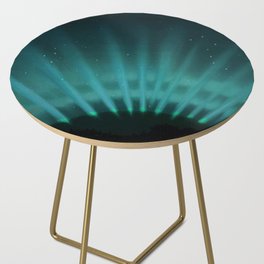 Vintage Aurora Borealis northern lights poster in blue Side Table