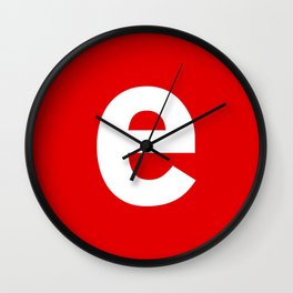 letter E (White & Red) Wall Clock