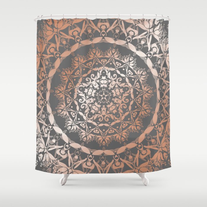Rose Gold Gray Fl Mandala Shower Curtain By Ninabaydur