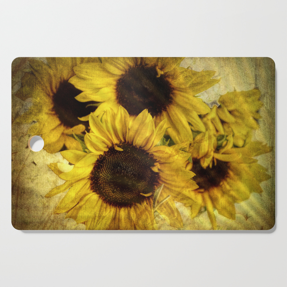 Vintage Sunflowers Cutting Board by wallarooimages