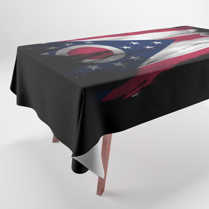 Ohio state flag brush stroke, Ohio flag background Tablecloth