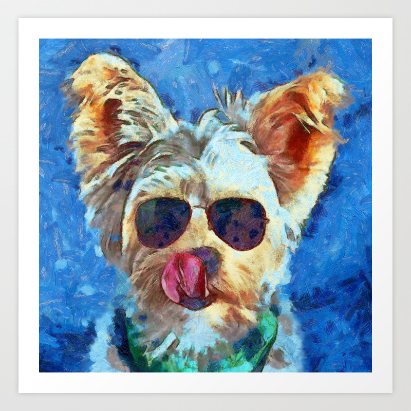 Beach Bum Yorkie Photoart Art Print By Darlafitz Society6