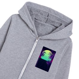 Cybersynth Sunset Vaporwave Kids Zip Hoodie