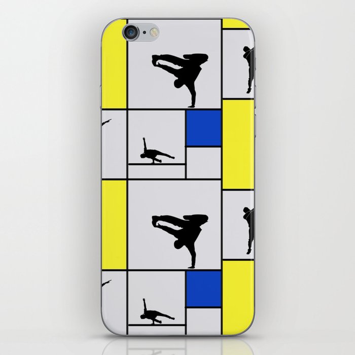 Street dancing like Piet Mondrian - Yellow, and Blue on the grey background iPhone Skin