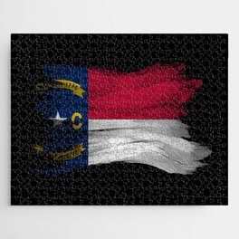 North Carolina state flag brush stroke, North Carolina flag background Jigsaw Puzzle