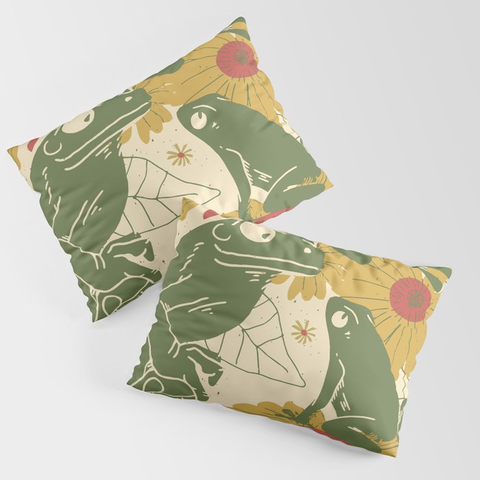 Green Happy Frogs Pillow Sham