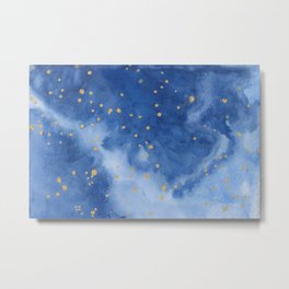 Blue and Gold Starry Night, Summer Stargazing Collection Metal Print