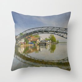 Indian Lake Ohio Bridge Reflection Throw Pillow