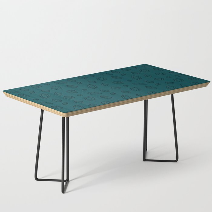 Teal Blue and Black Gems Pattern Coffee Table