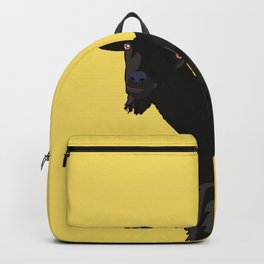 Funny goat looking at you - yellow background Backpack