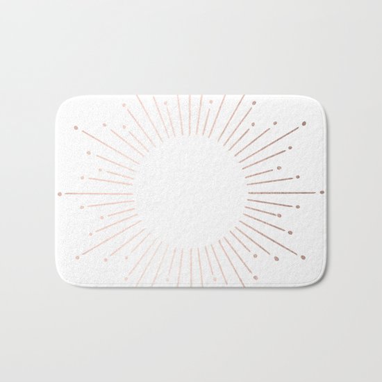 Sunburst Moon Dust Bronze on White Bath Mat