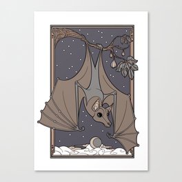Fruit Bat and Figs - Blue Canvas Print