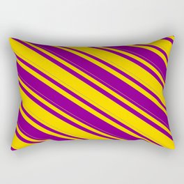 [ Thumbnail: Yellow and Purple Colored Stripes/Lines Pattern Rectangular Pillow ]