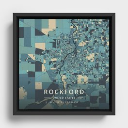 Rockford, United States - Cream Blue Framed Canvas