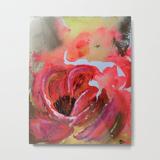 Golden Gloomy Garden Flower Metal Print