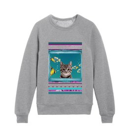 Turquoise Frame - Tropic Fishes & Tiger Cat Kids Crewneck