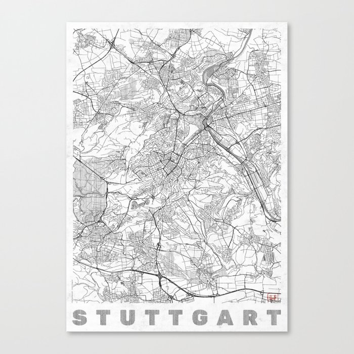 Stuttgart Map Line Canvas Print
