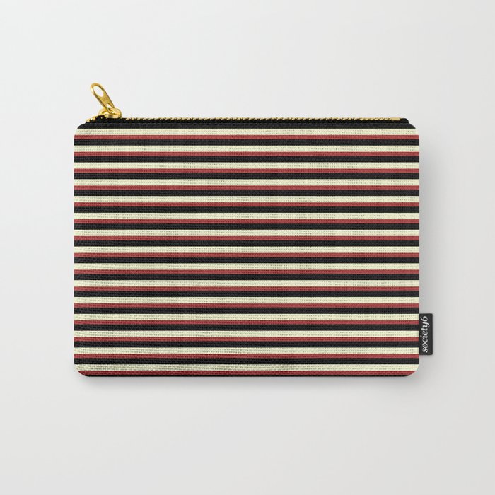Light Yellow, Brown & Black Colored Lines/Stripes Pattern Carry-All Pouch