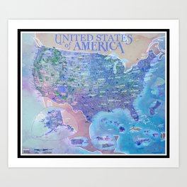 United States of America National Park Adventure Map Art Print