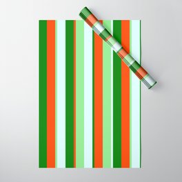 [ Thumbnail: Light Green, Light Cyan, Green & Red Colored Pattern of Stripes Wrapping Paper ]