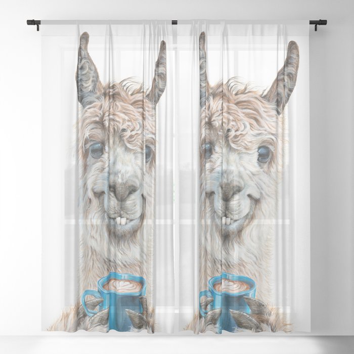 Llama Latte Sheer Curtain