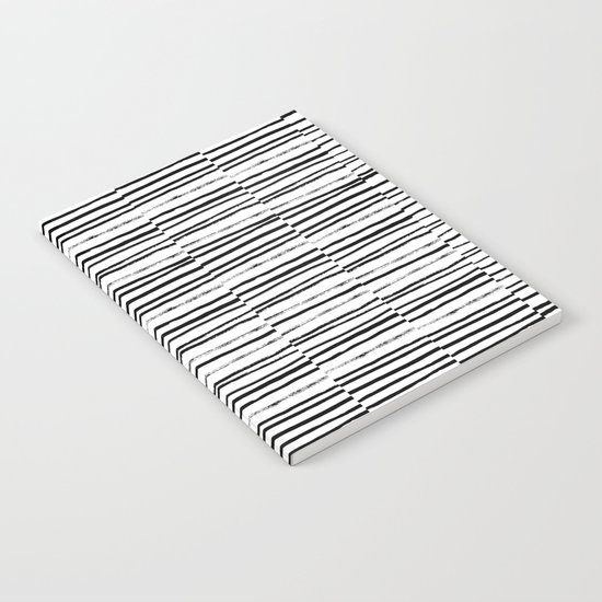 Broken Stripes pattern black and white modern urban brooklyn monochromatic print design ink Notebook