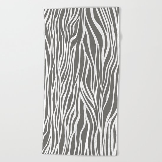 Safari Zebra Print - Grey & White Beach Towel