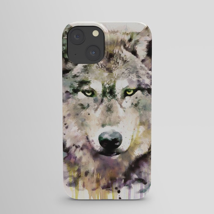 Wolf Head Watercolor Portrait iPhone Case