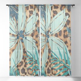 Wild Blue Leopard Sheer Curtain