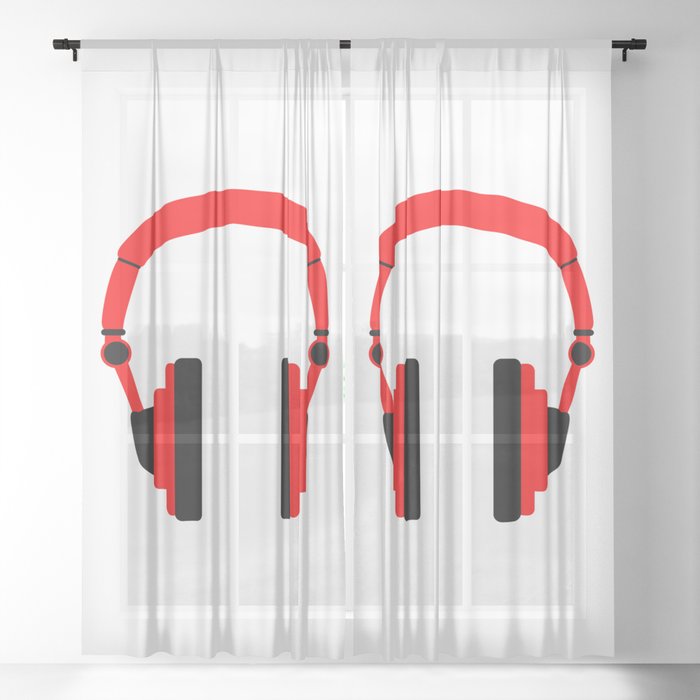 Pair Of Headphones Sheer Curtain