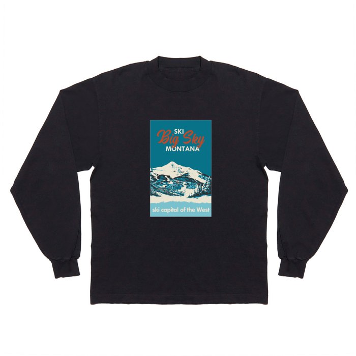 Ski Big Sky Montana Vintage Poster Long Sleeve T Shirt