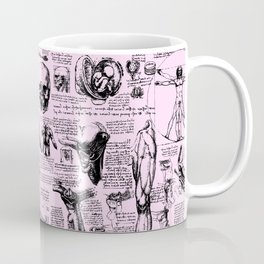 Da Vinci's Anatomy Sketchbook // Light Pink Coffee Mug