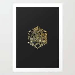 Gold Icosahedron Art Print