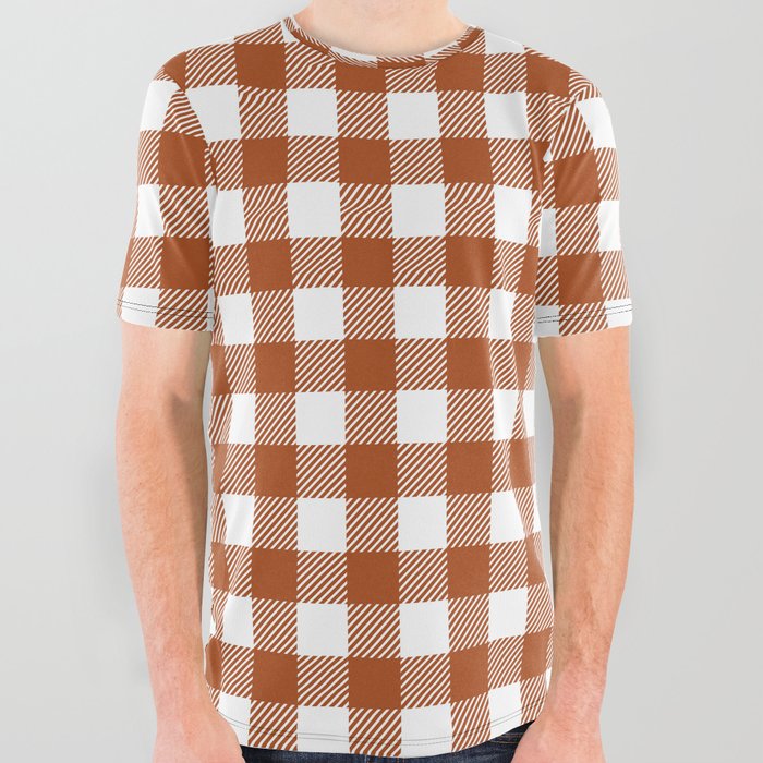 Plaid (burnt orange/white) All Over Graphic Tee