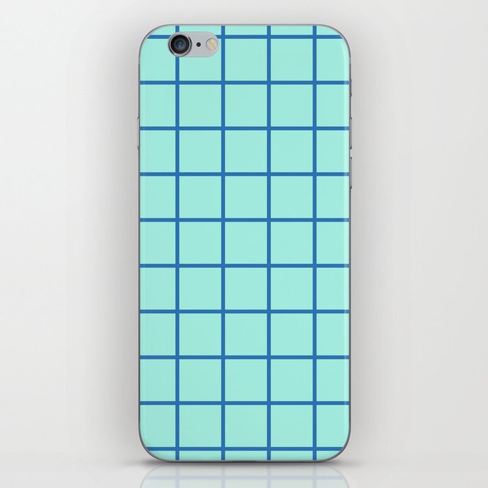 Combi Grid - blue on seafoam iPhone Skin