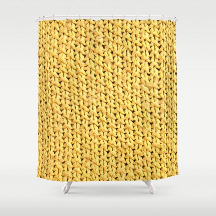 Seed Stitch Yellow Shower Curtain